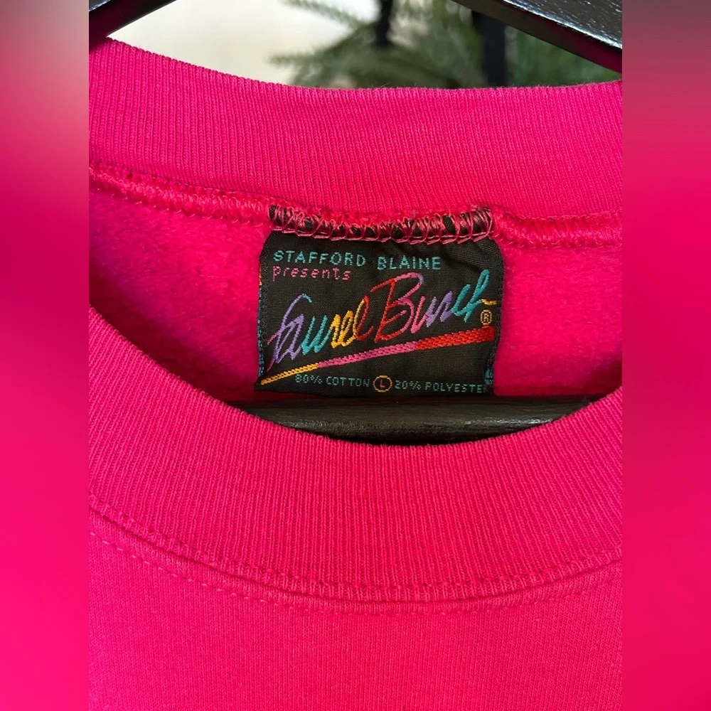 Vintage Laurel Burch Cat Print Crew Neck Sweatshirt Pink Size Large - Picture 2 of 9